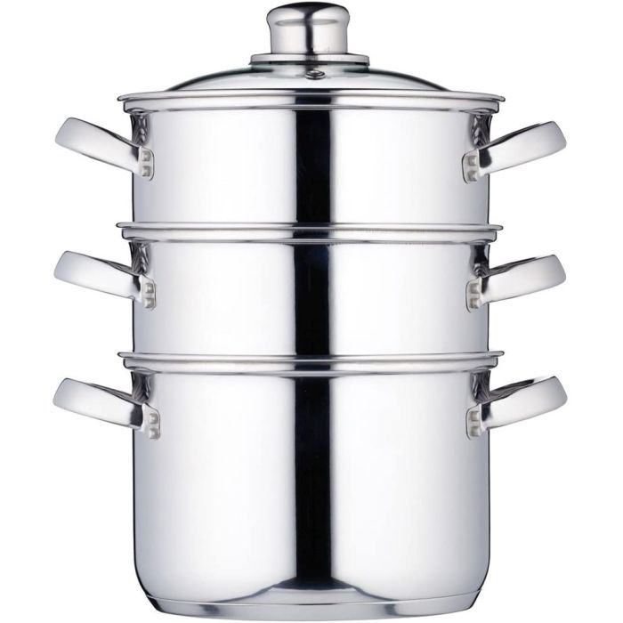 Kitchencraft Kccvsteam 3 Tier Food Steamer Pan 18cm Induction Safe Silver