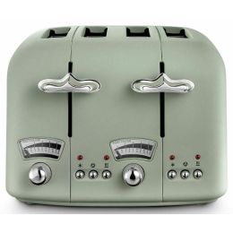 Delonghi CT04GR Argento Flora 4 Slice Toaster with Defrost Function 1800W Green