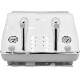 De'Longhi CTOC4003.W Icona Capitals 4 Slice Toaster with Defrost Function 1800W