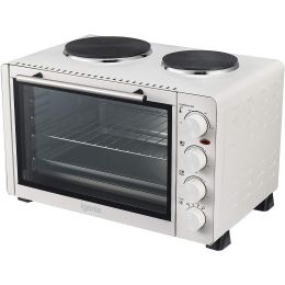 Igenix IG7130 Electric Mini Oven Grill & Double Hotplate Hob 30L 1500w White
