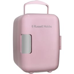 Russell Hobbs RH4CLR1001P Mini Fridge 4L Portable Cooler & Drinks Warmer Pink 